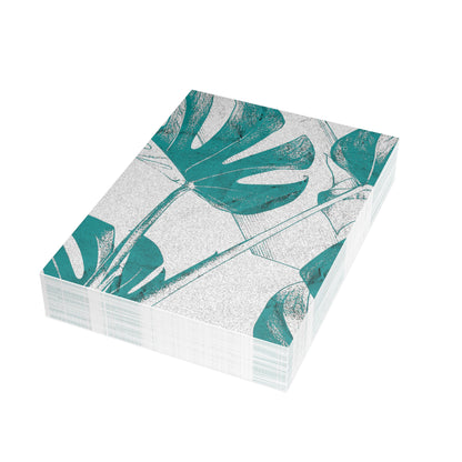 Monstera Leaf Deep Aqua Postcards