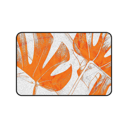 Monstera Leaf Tangerine Desk Pad