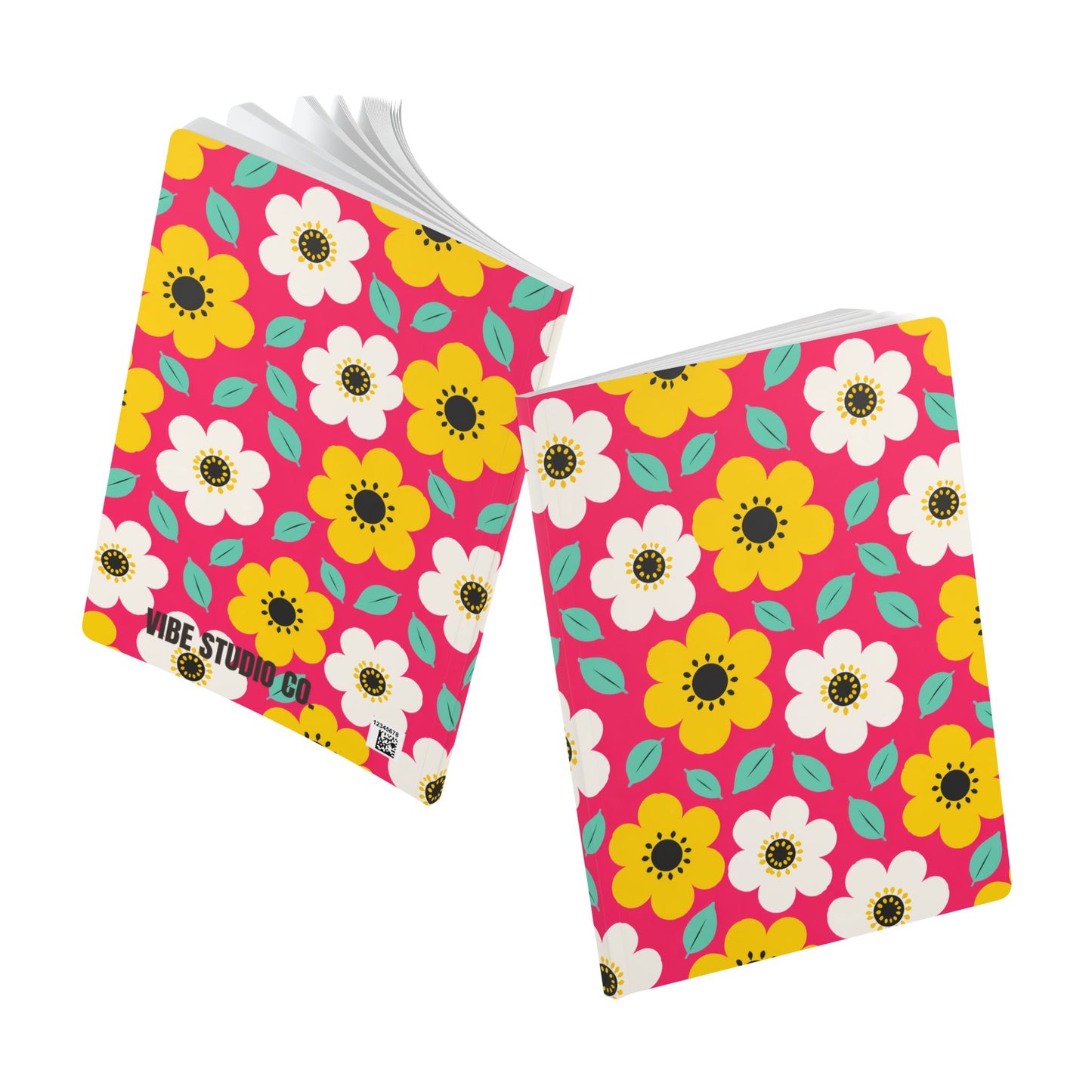 Happy Flower Softcover Journal A5 Lined Retro Daisy Notebook
