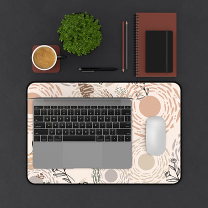 Neutral Flow Desk Mat Minimal Botanical Desk Pad (12x18, 12x22, 16x32)