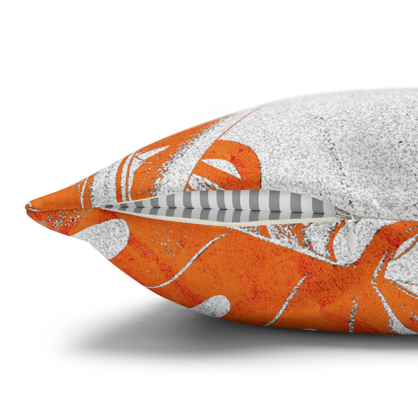 Monstera Leaf Tangerine Canvas Pillow Cover 20x20