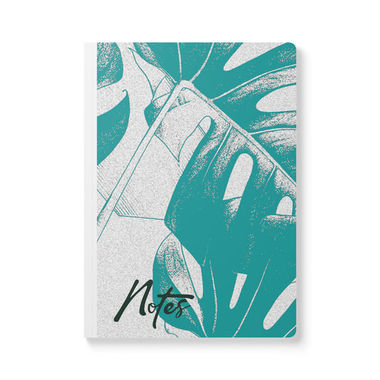 Monstera Leaf Deep Aqua A5 Lined Journal
