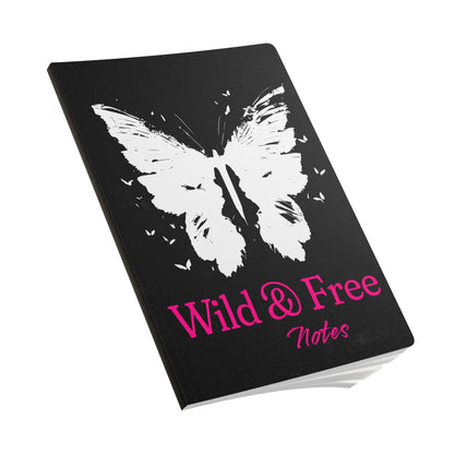 Wild & Free Butterfly Black A5 Lined Journal