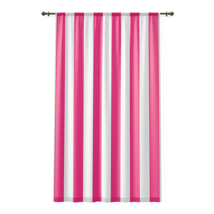 Pink Stripe Curtain Panel 50 x 84 Pink and White Window Curtain