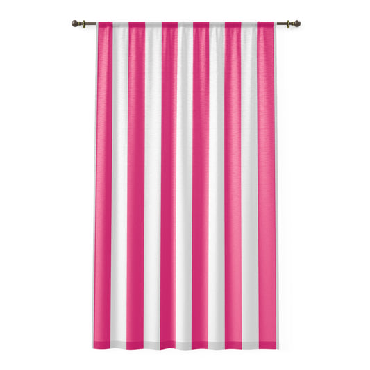 Pink Stripe Curtain Panel 50 x 84 Pink and White Window Curtain