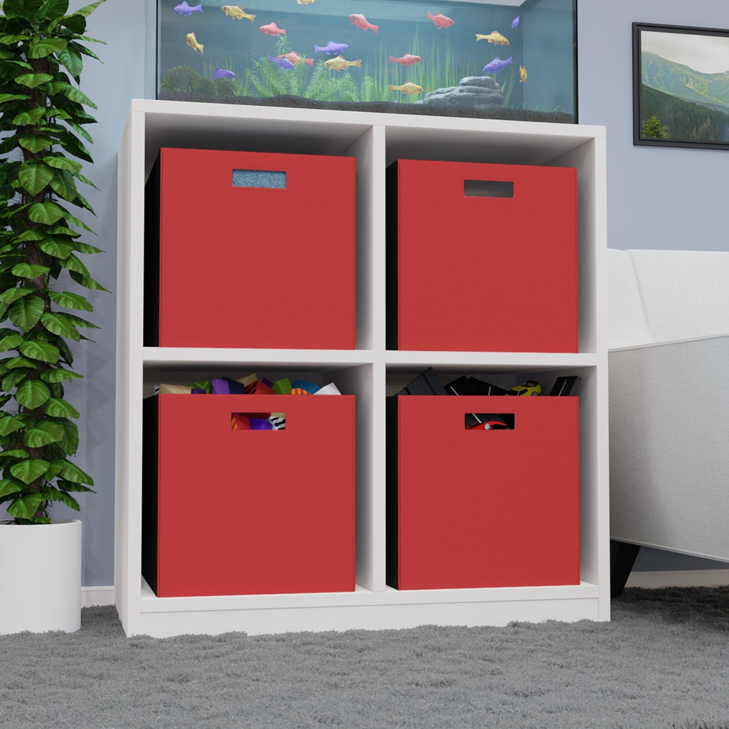 True Red Felt Storage Box Foldable Organizer Bin Home Storage Basket