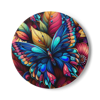Metamorphosis Ceramic Coaster Vibrant Butterfly Floral Drink Coaster