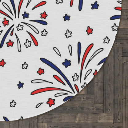 Fireworks Round Rug 60 Inch Patriotic Area Rug