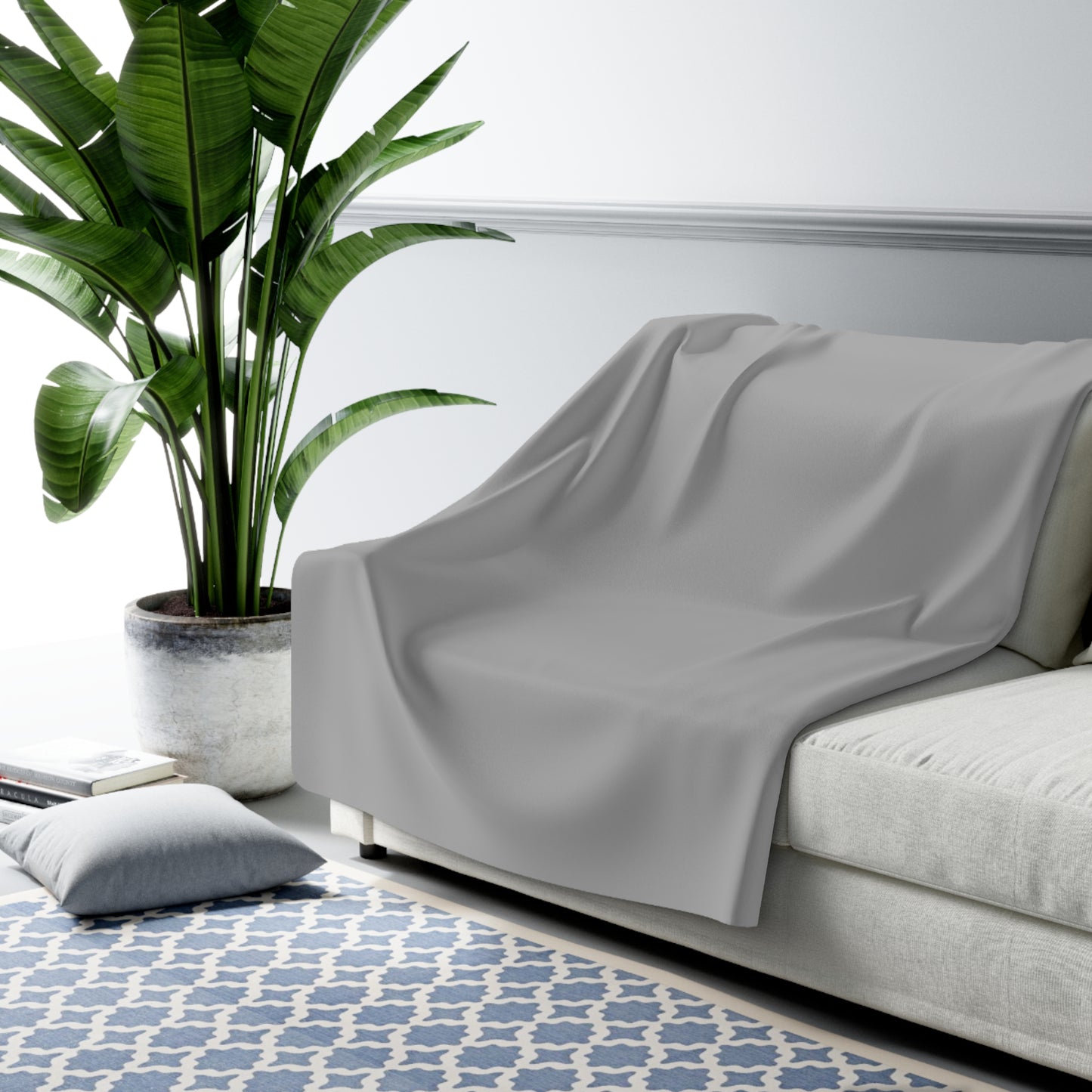 Grayscale Sherpa Fleece Blanket Cozy Plush Throw 3 Sizes Soft Warm Blanket