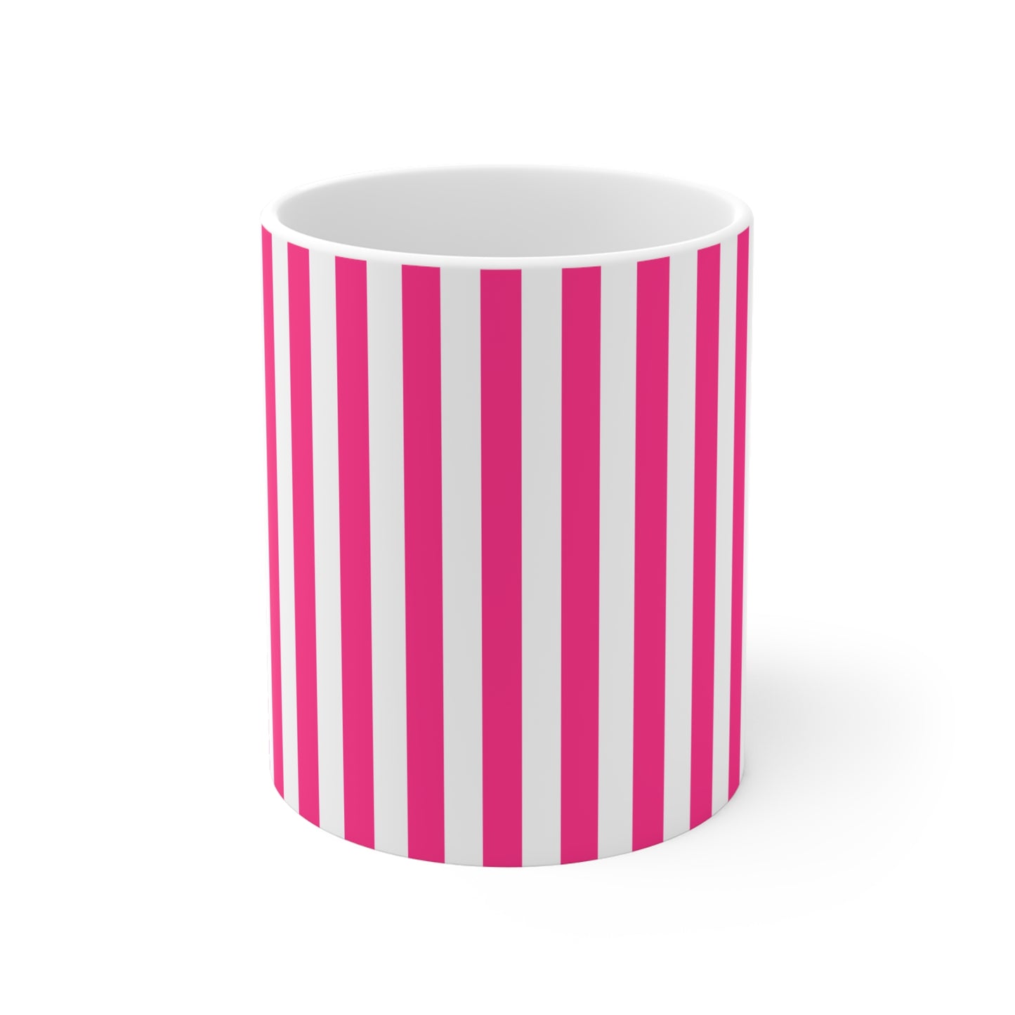 Pink Stripe Ceramic Coffee Mug 11 oz Striped Mug