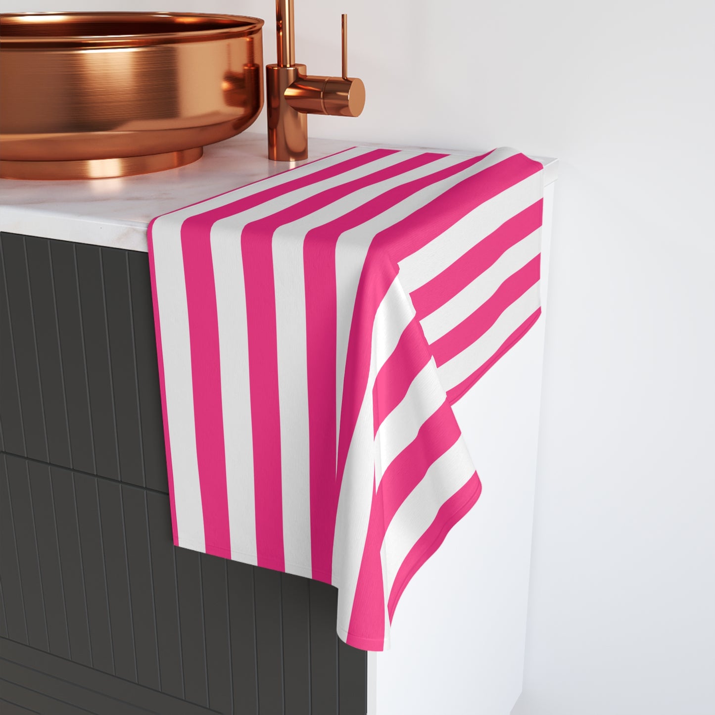 Pink Stripe Hand Towel Pink Bathroom Hand Towel