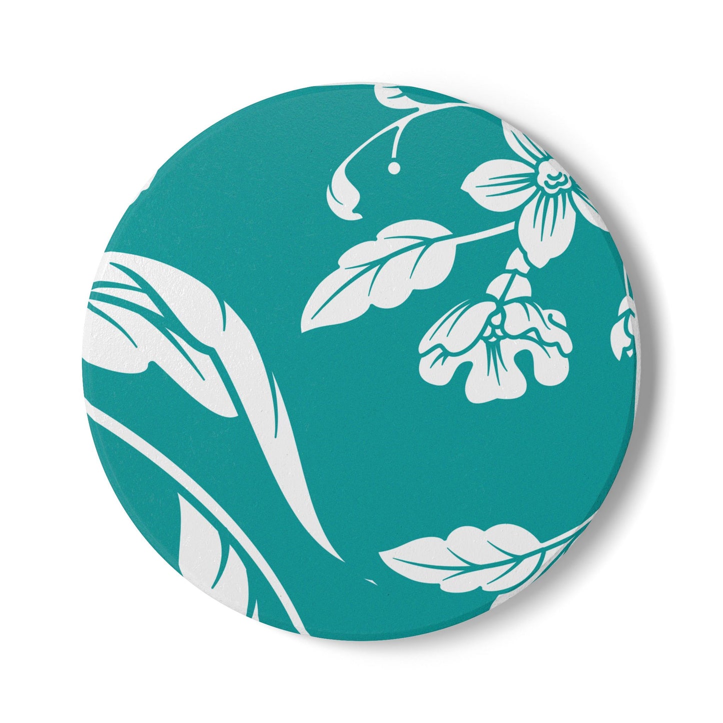 Deep Aqua Floral Ceramic Coaster Coordinated Collection