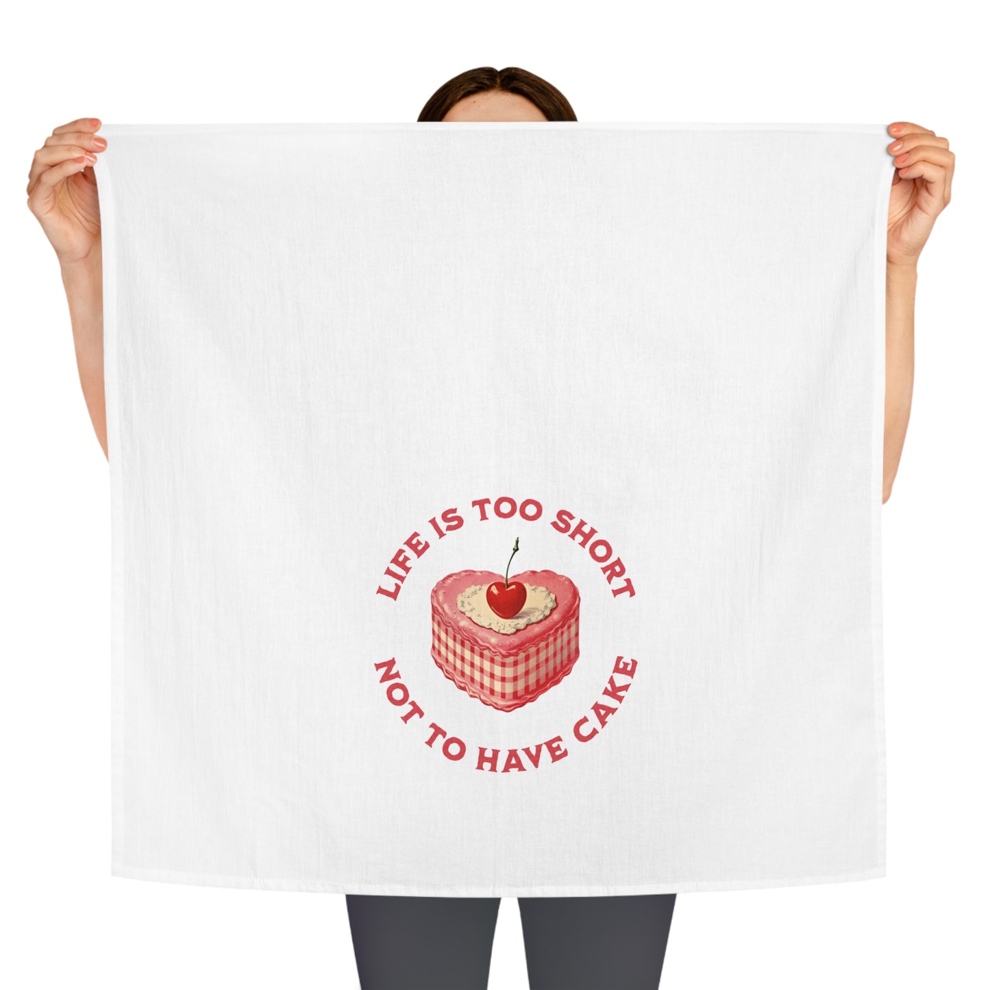Life Is Too Short Tea Towel Funny Kitchen Towel Cake Design Cotton Dish Towel