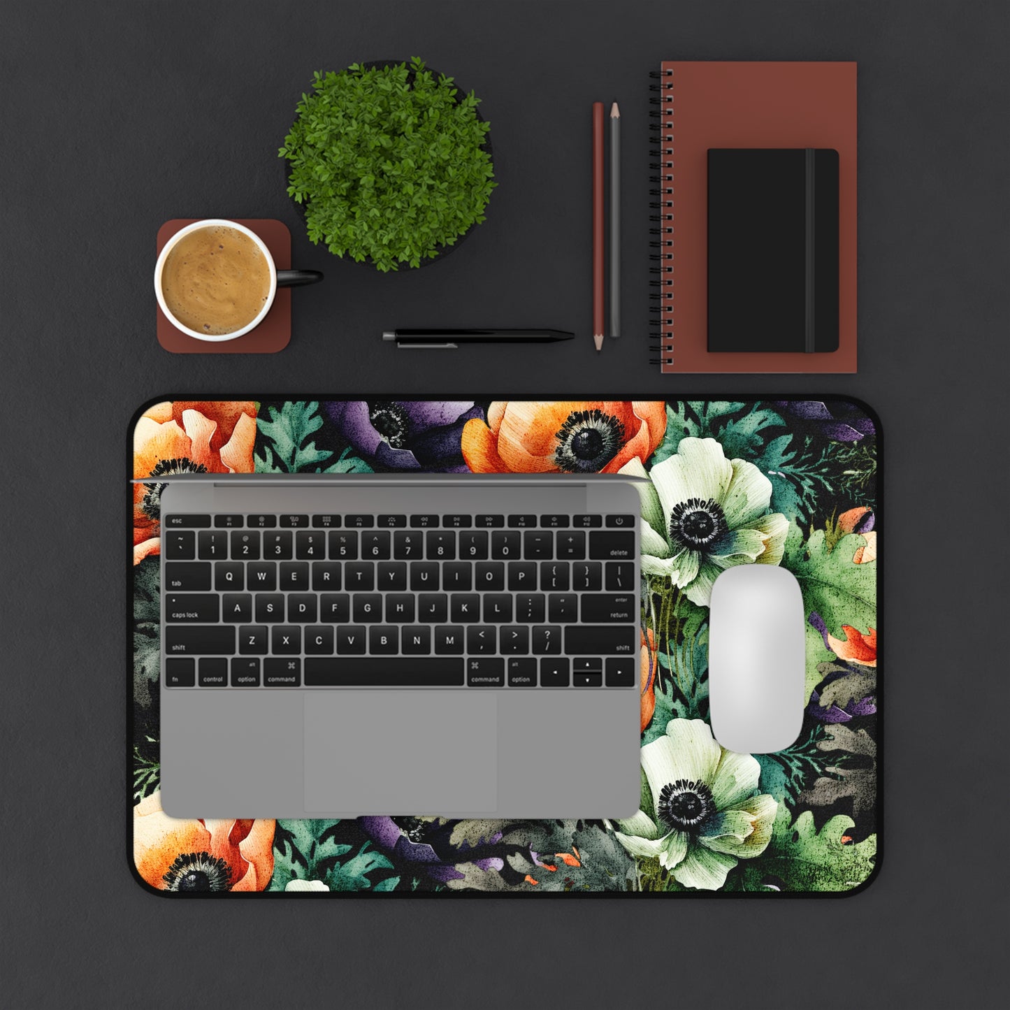 Decorated Floral Desk Pad  Botanical Floral Desk Mat Office Decor (12x18, 12x22, 16x32)