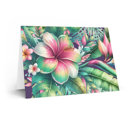 Paradise in Full Bloom Note Cards Tropical Floral Stationery Set