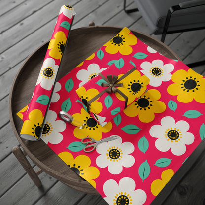 Happy Flower Wrapping Paper Retro Daisy Gift Wrap