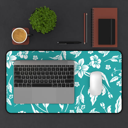Deep Aqua Floral Desk Pad (12x18, 12x22 or 16x32)