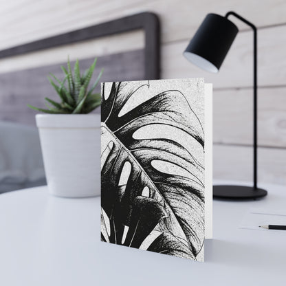 Monstera Leaf Black White Note Card