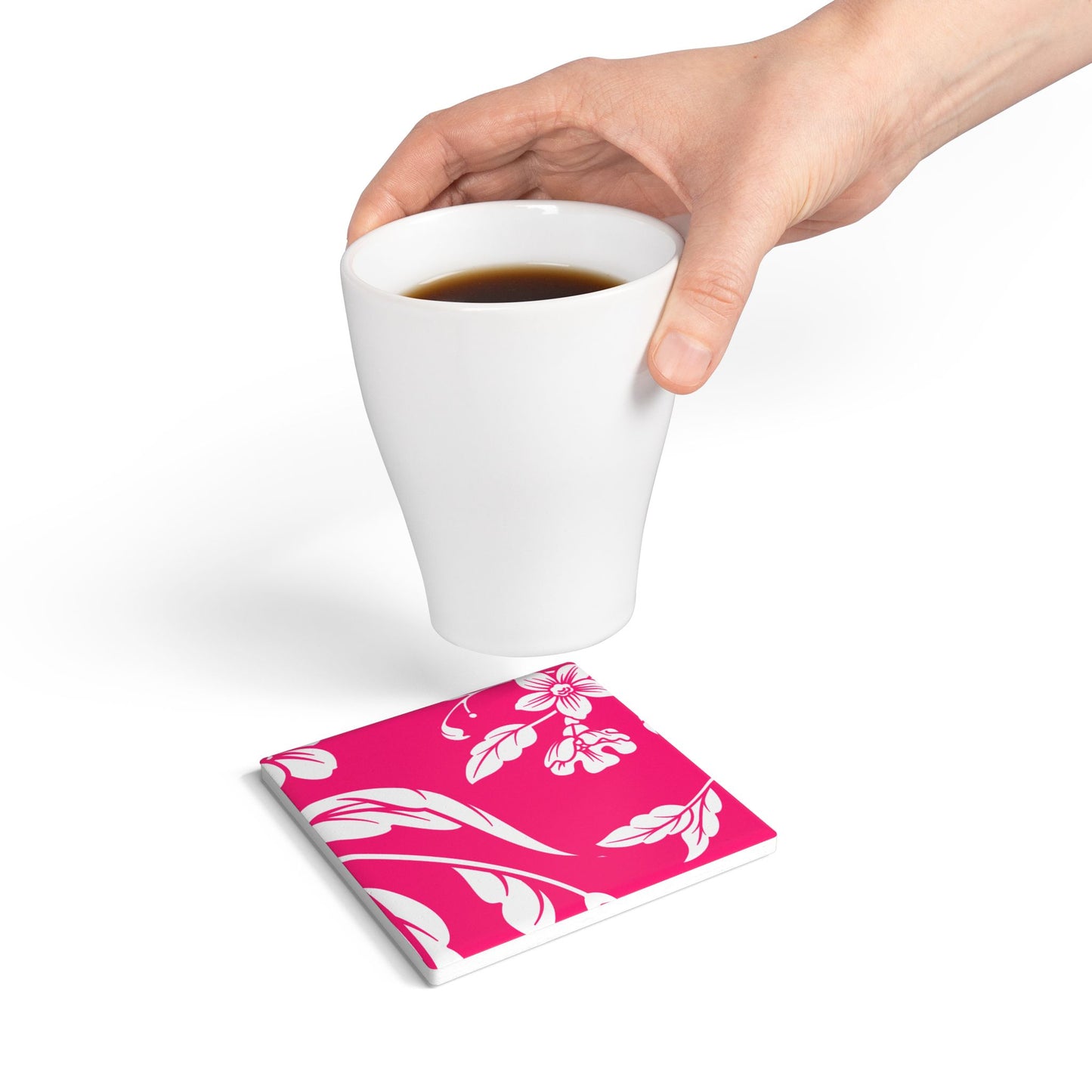 Pink Floral Ceramic Coaster Coordinated Collection