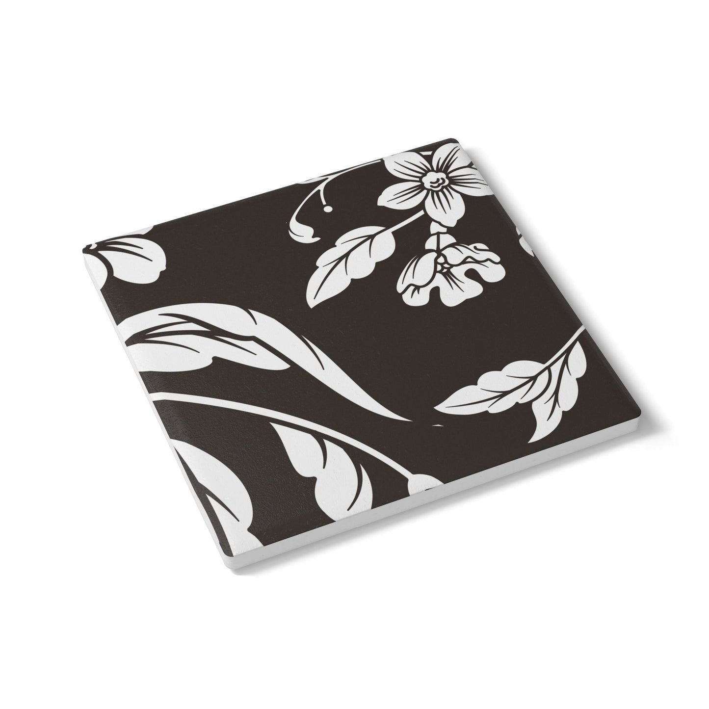 Muted Charcoal Floral Ceramic Coaster Coordinated Collection
