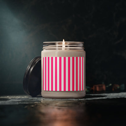 Pink Stripe 9oz Soy Candle Pink Striped Decor Candle