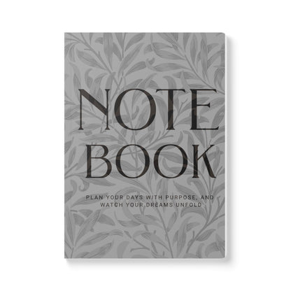 Grayscale Leaves A5 Lined Journal Minimal Botanical Notebook | Coordinated Collection