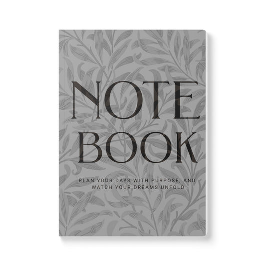 Grayscale Leaves A5 Lined Journal Minimal Botanical Notebook | Coordinated Collection