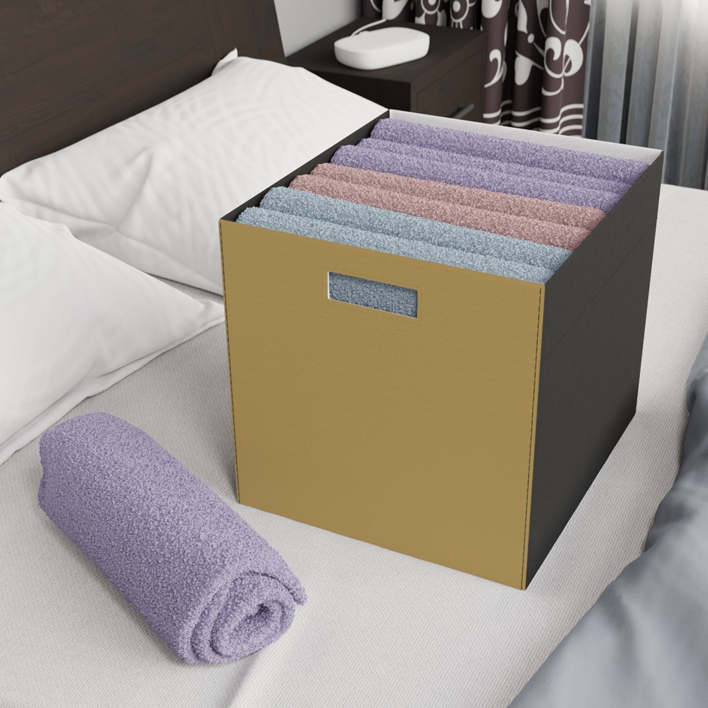 Muted Gold Felt Storage Box Foldable Organizer Bin Home Storage Basket