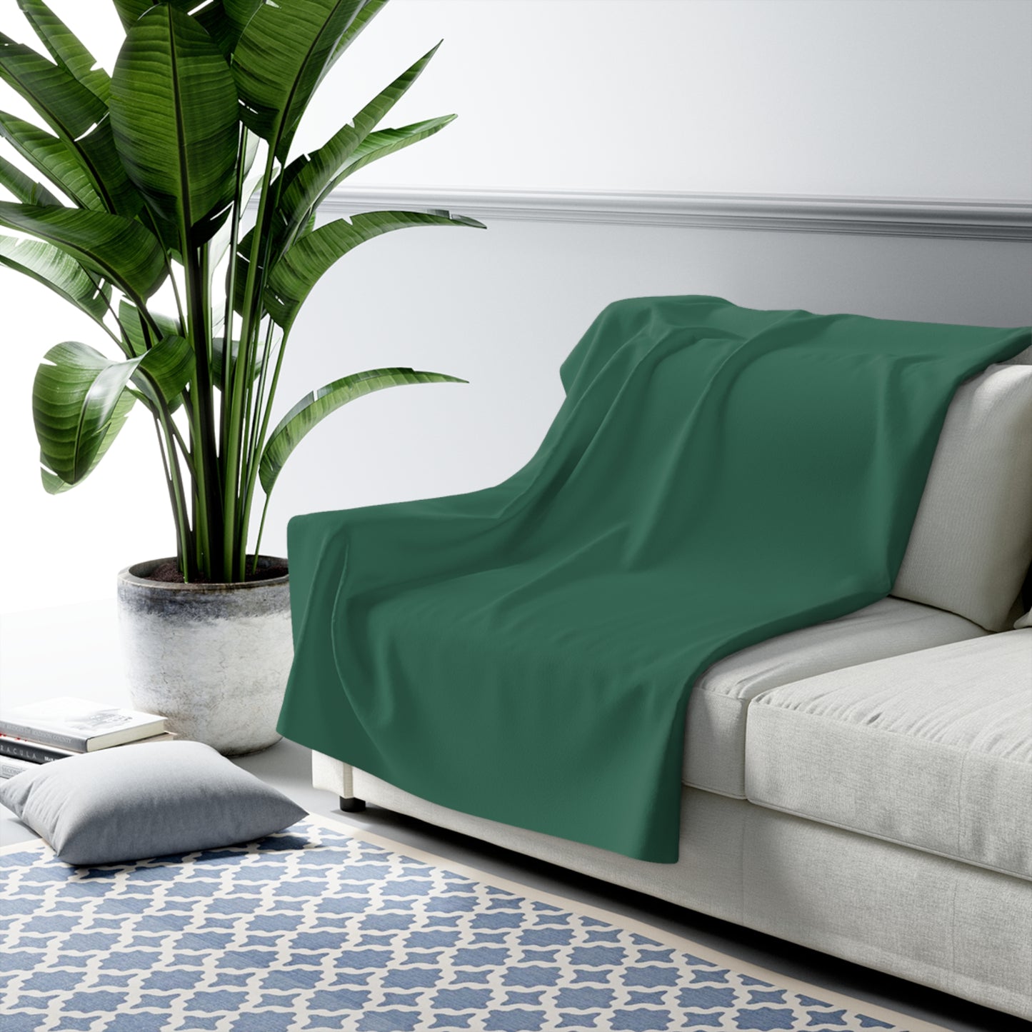 Leaf Green Sherpa Fleece Blanket Cozy Plush Throw 3 Sizes Soft Warm Blanket