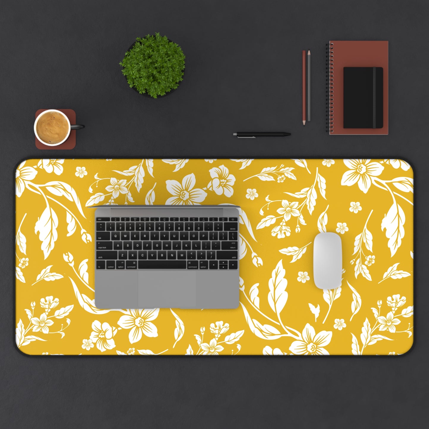 Honey Yellow Floral Desk Pad (12x18, 12x22 or 16x32)