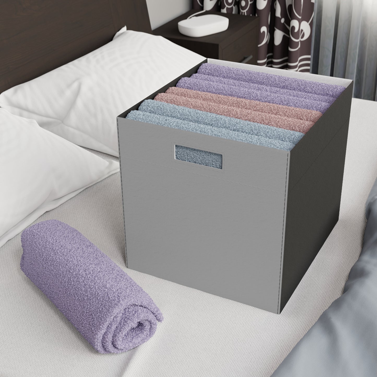Grayscale Felt Storage Box Foldable Organizer Bin Home Storage Basket