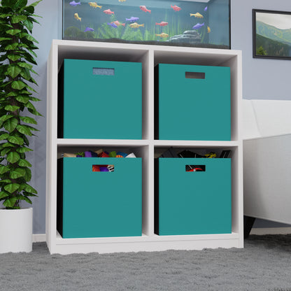 Deep Aqua Felt Storage Box Foldable Organizer Bin Home Storage Basket