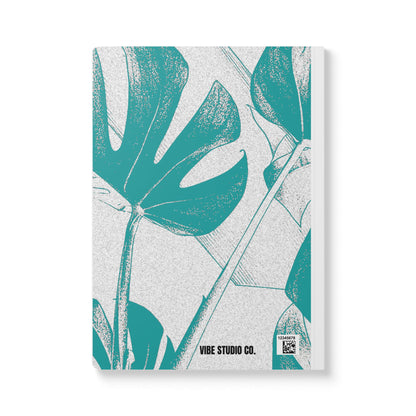 Monstera Leaf Deep Aqua A5 Lined Journal