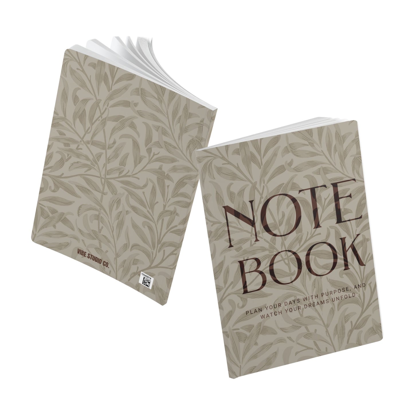 Warm Stone Leaves A5 Lined Journal Minimal Botanical Notebook | Coordinated Collection