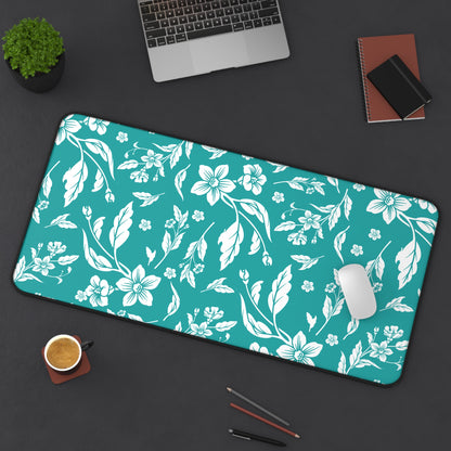 Deep Aqua Floral Desk Pad (12x18, 12x22 or 16x32)