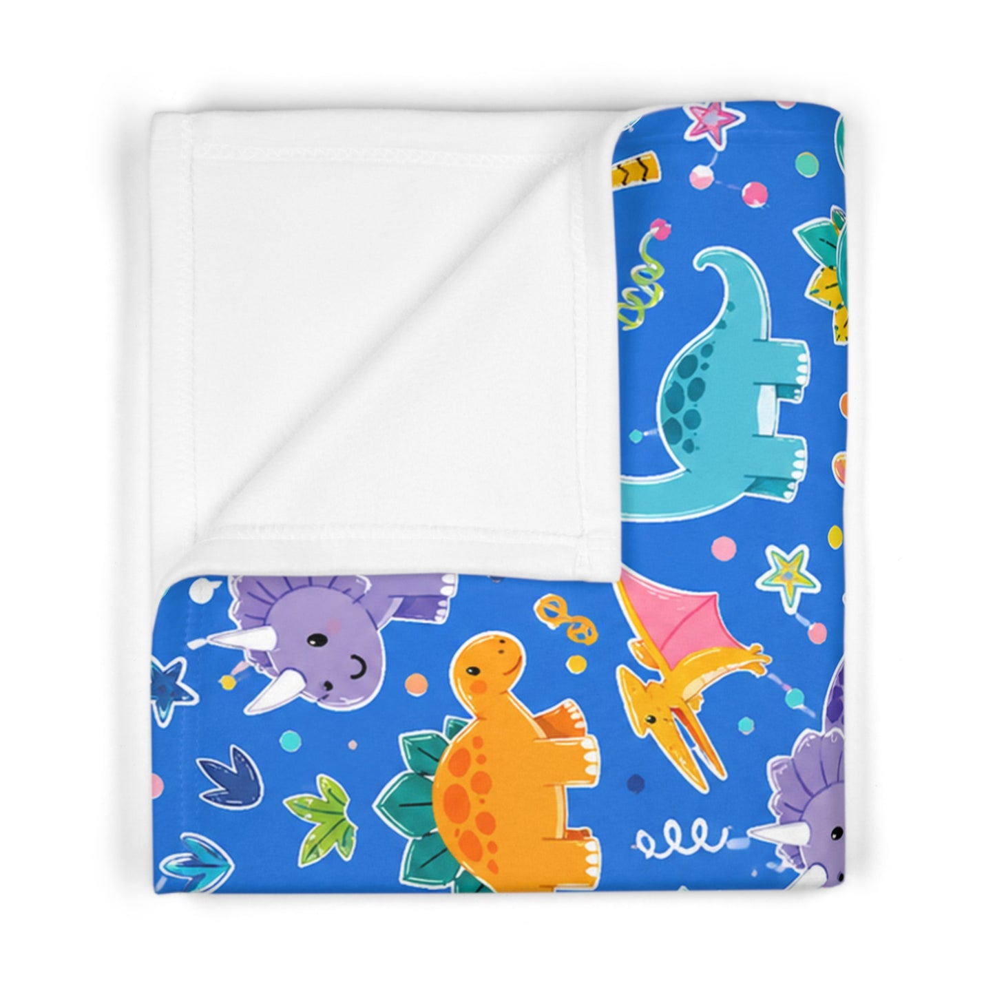 Blue Dino Soft Fleece Baby Blanket Dinosaur Nursery Blanket