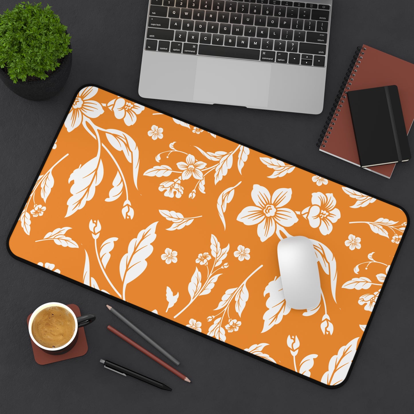 Tangerine Floral Desk Pad (12x18, 12x22 or 16x32)