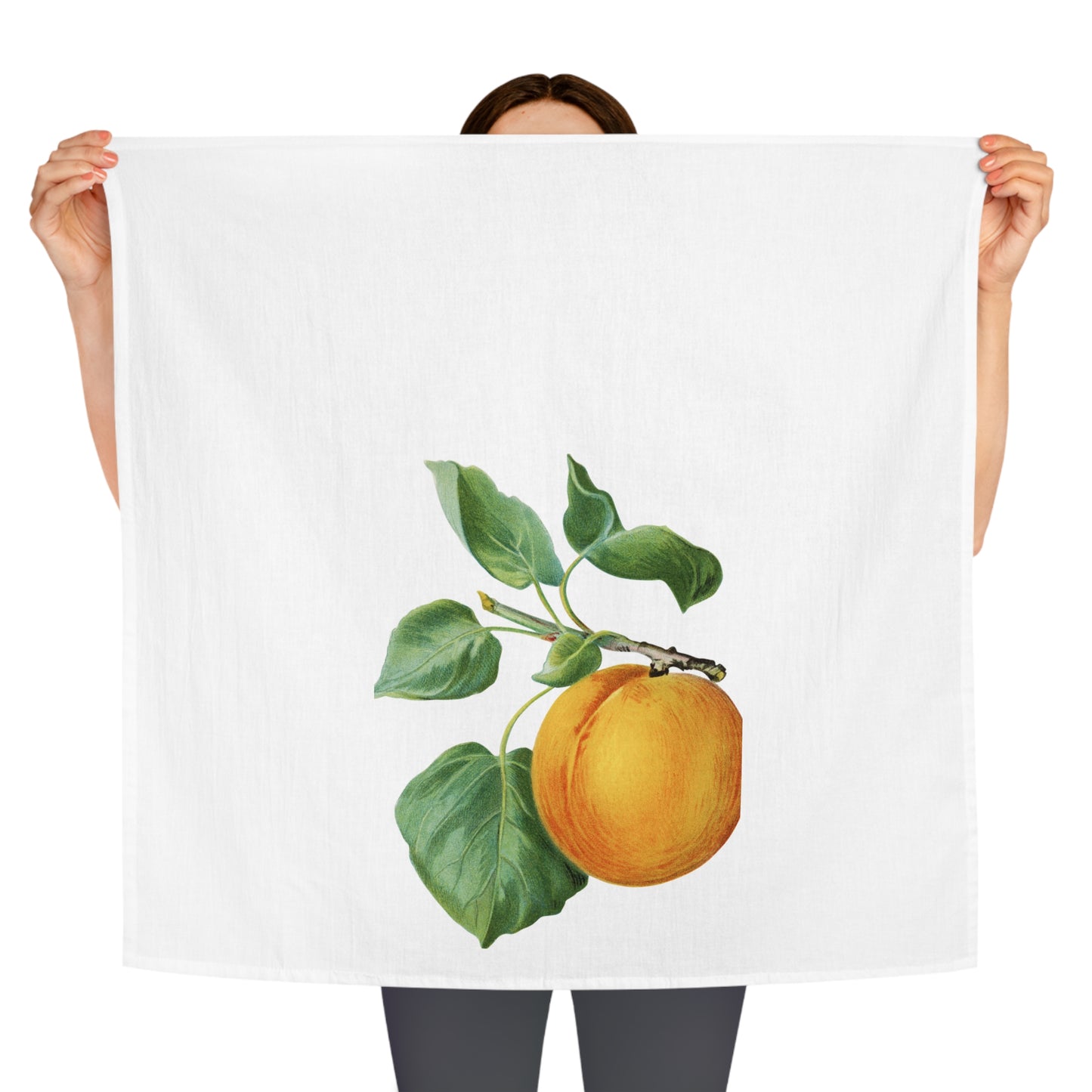 Peach Kitchen Tea Towel Cotton Dish Towel Fruit Design Decorative Towel