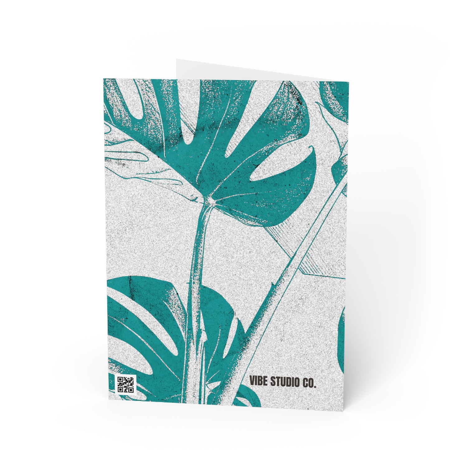 Monstera Leaf Deep Aqua Note Card