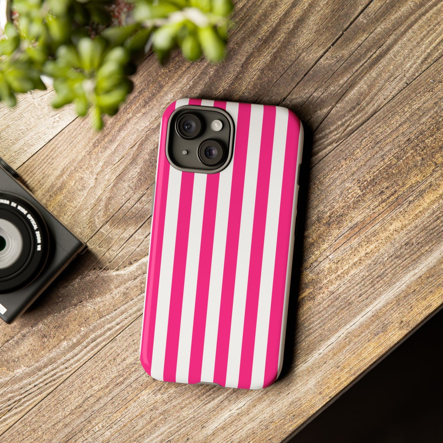 Pink Stripe Tough Phone Case for iphone or Samsung