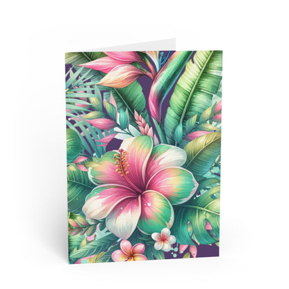 Paradise in Full Bloom Note Cards Tropical Floral Stationery Set