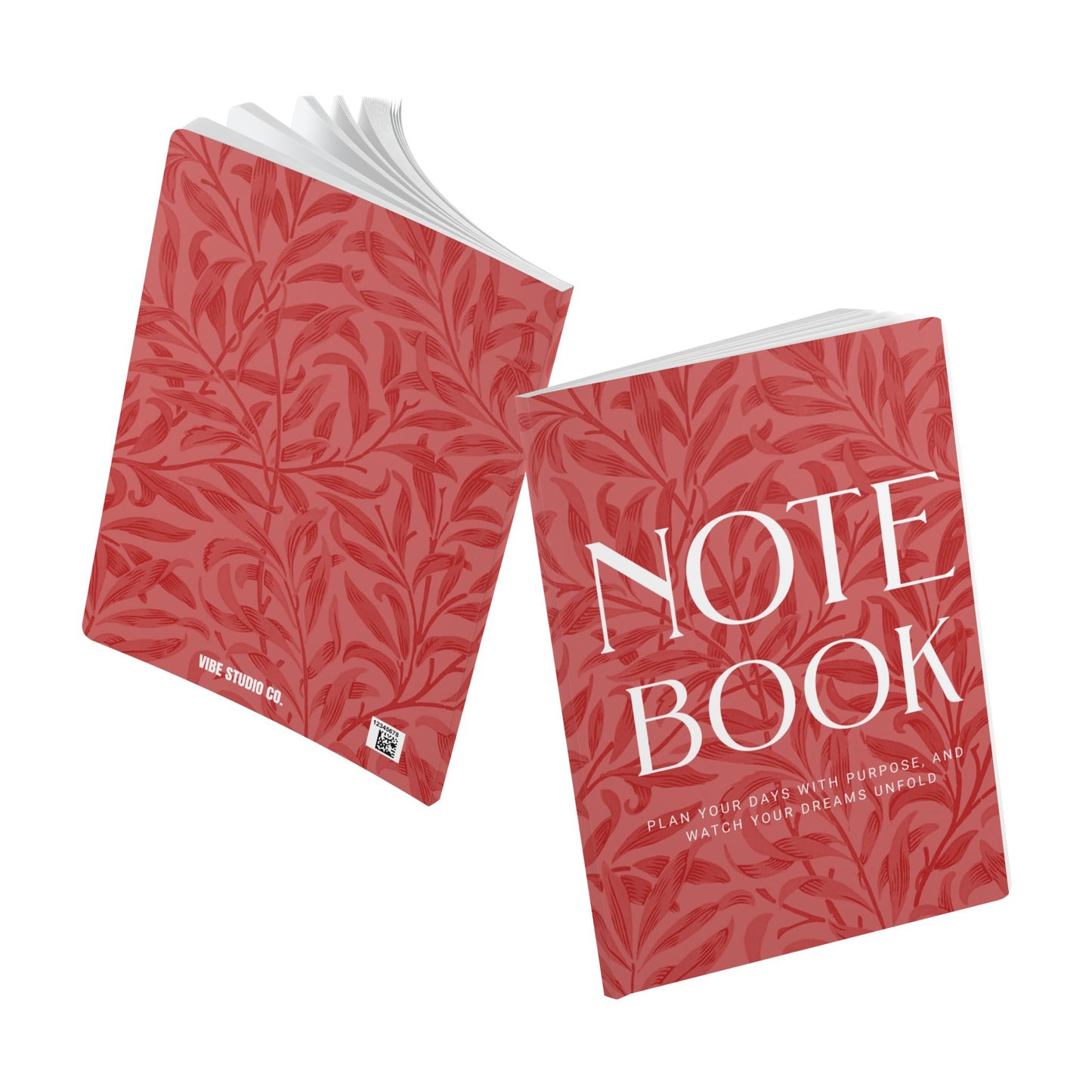 Red Autumns Leaves A5 Lined Journal Minimal Botanical Notebook | Coordinated Collection