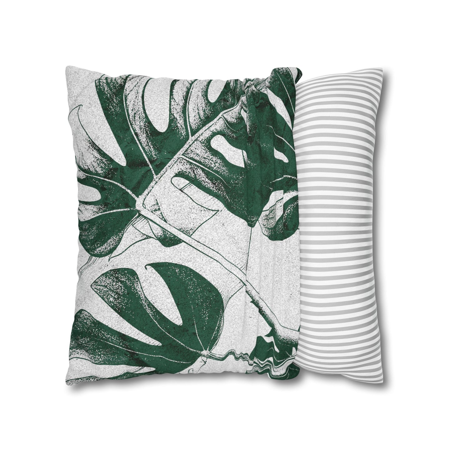 Monstera Leaf Green Canvas Pillow Cover 20x20