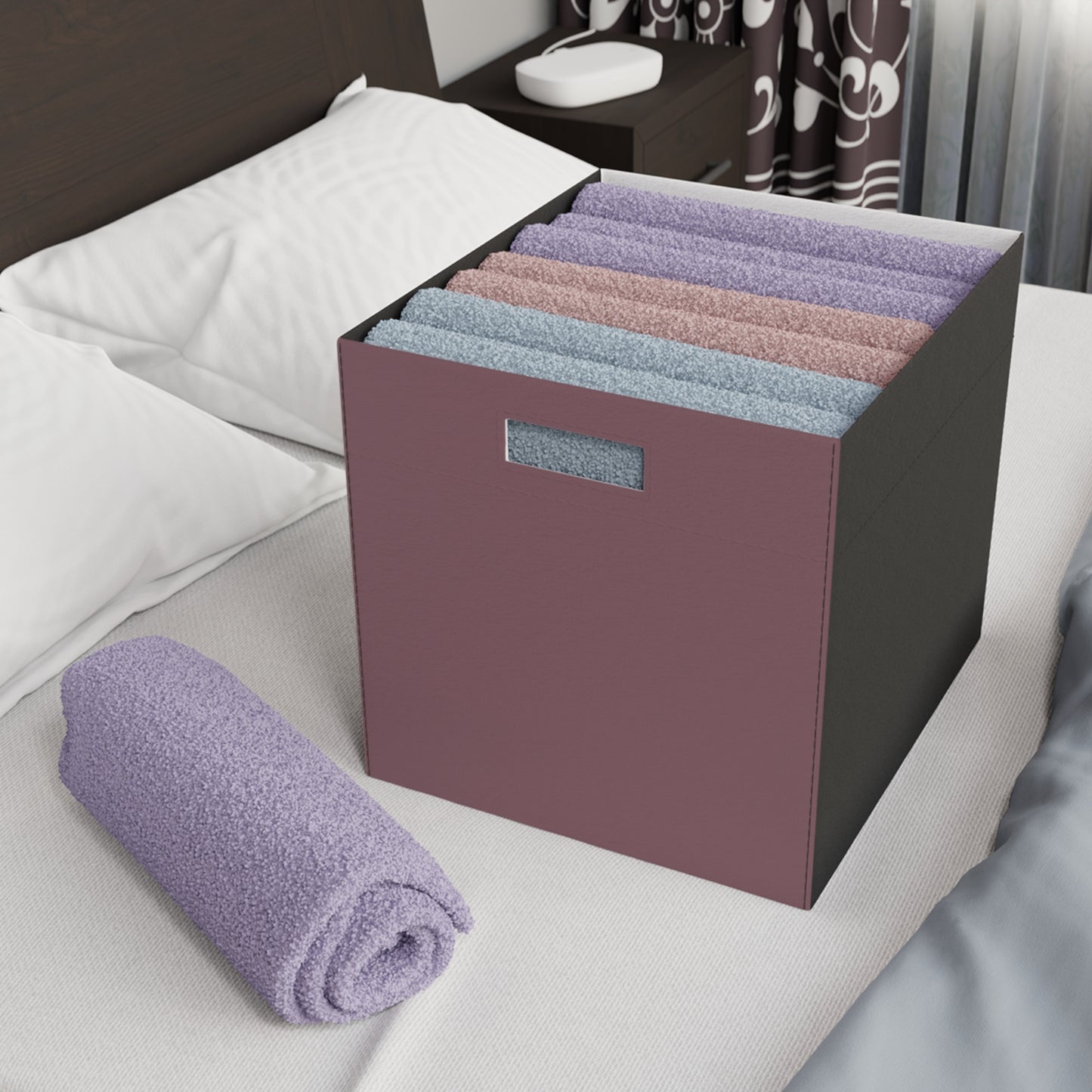 Mauve Felt Storage Box Foldable Organizer Bin Home Storage Basket