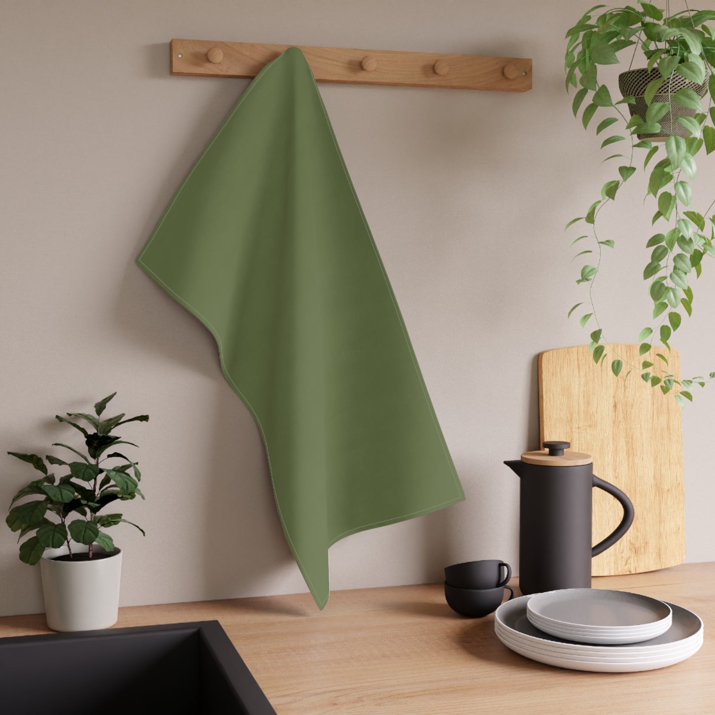 Olive Cotton Twill Tea Towel 18 x 30