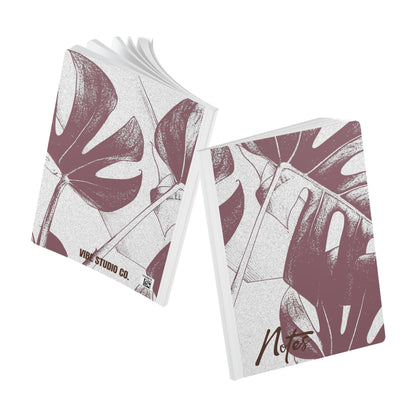 Monstera Leaf Mauve and Cream A5 Lined Journal
