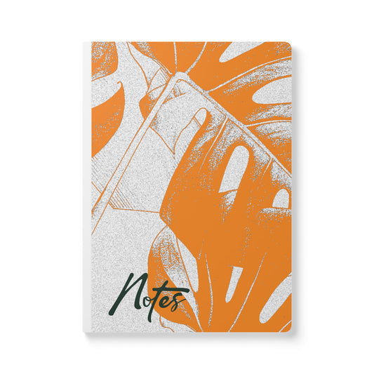 Monstera Leaf Tangerine White A5 Lined Journal