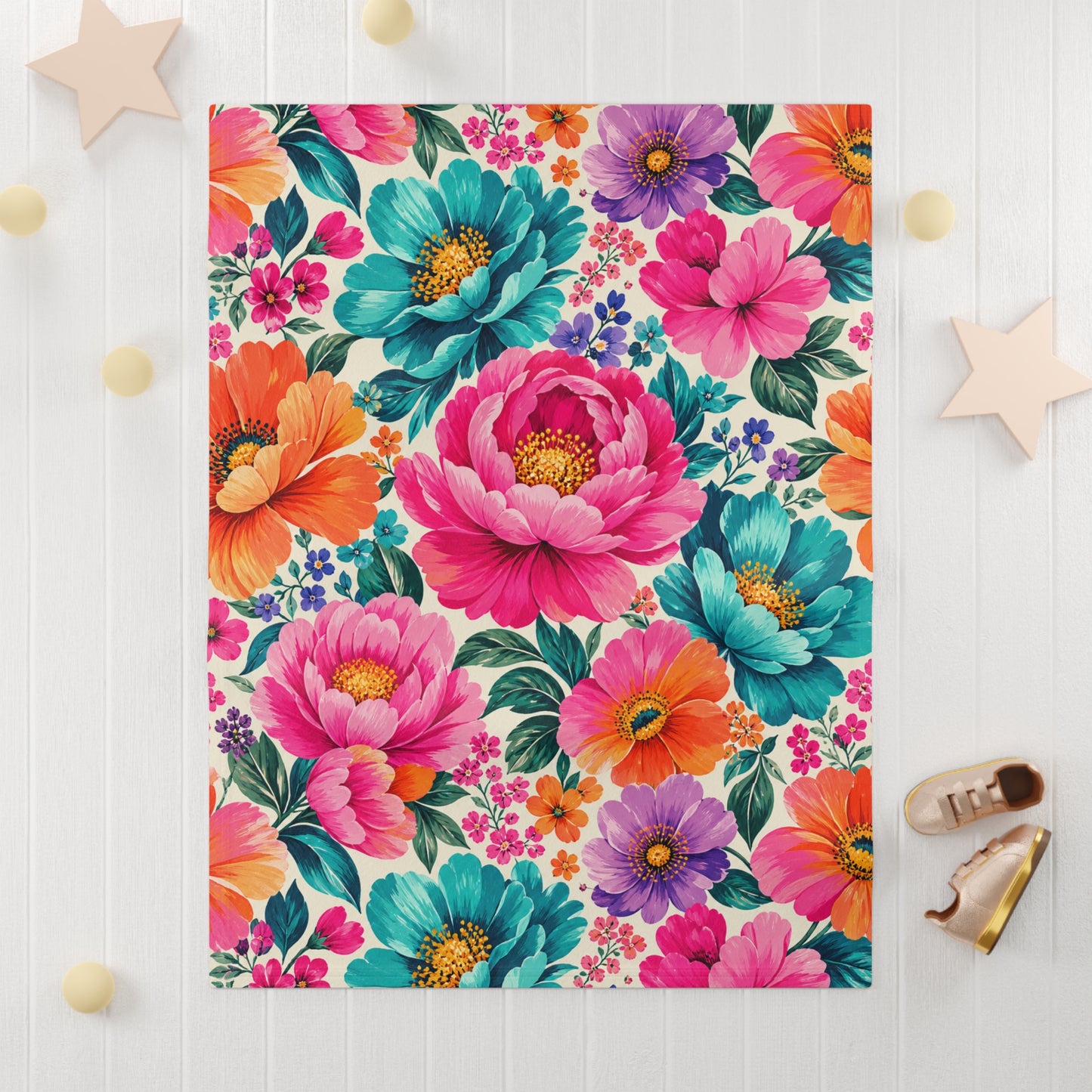 Dreamy Floral Soft Fleece Baby Blanket Floral Nursery Blanket