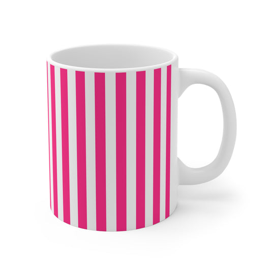 Pink Stripe 11 oz Ceramic Coffee Mug