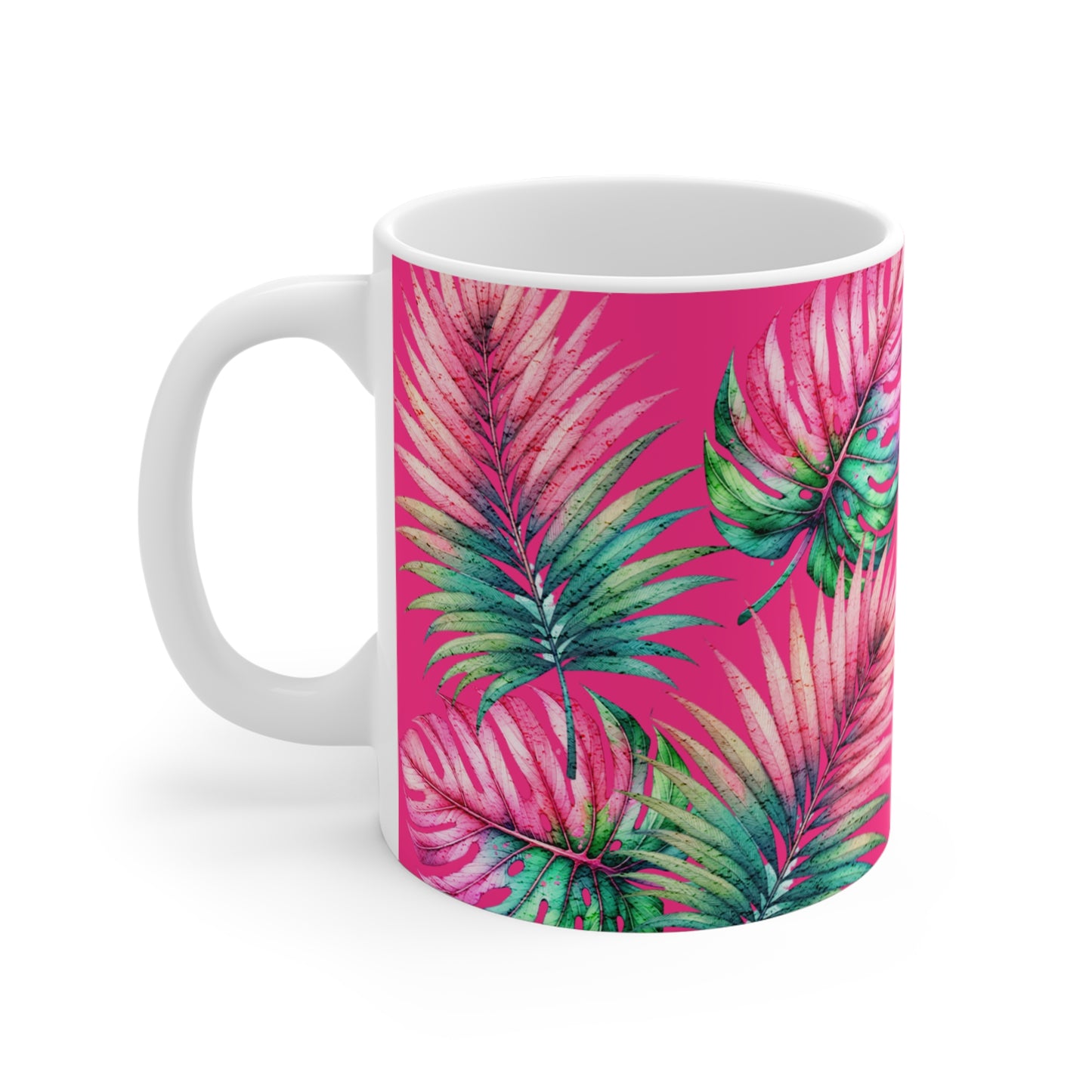 Tropical Vibes Ceramic Coffee Mug 11 oz Tropical Leaves Mug